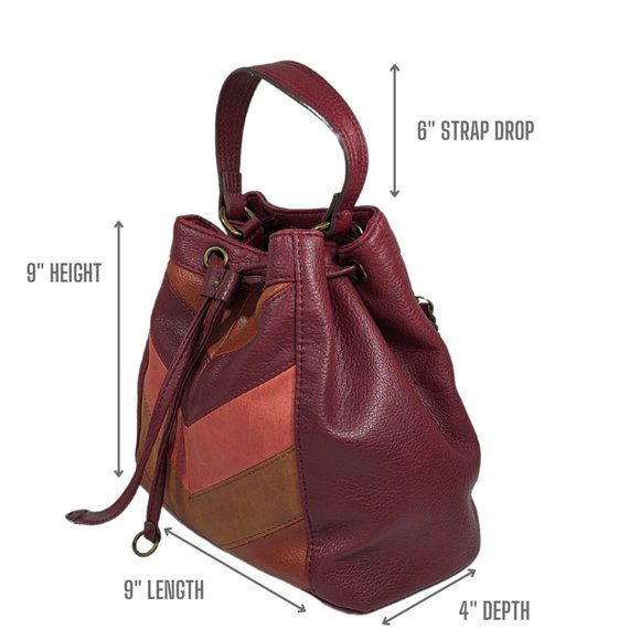 Chevron Faux Leather Convertible Cross Body Slouchy Hobo Shoulder Bag - Picture 5 of 15